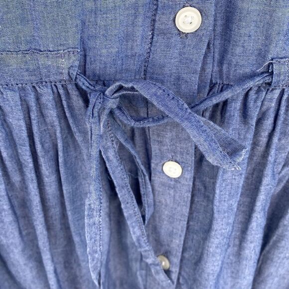 GAP Sz 10 Long Sleeve Blue Button Down Shirt Pocket Dress - Picture 4 of 6
